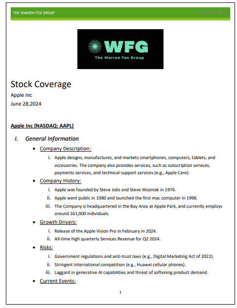 A picture of the wfg stock coverage page.