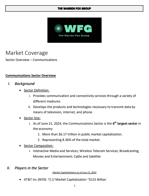 A market coverage sheet with some information about the service.