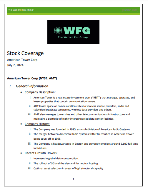 A white sheet with the words " wfg stock coverage ".